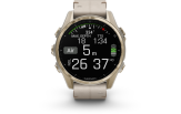 Spordikell Garmin fenix 8 43mm AMOLED Sapphire Soft Gold Stainless Steel with Fog Gray Leather Band Sapphire Soft Gold with Fog Gray Leather Band