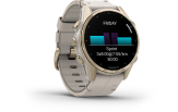 Spordikell Garmin fenix 8 43mm AMOLED Sapphire Soft Gold Stainless Steel with Fog Gray Leather Band Sapphire Soft Gold with Fog Gray Leather Band