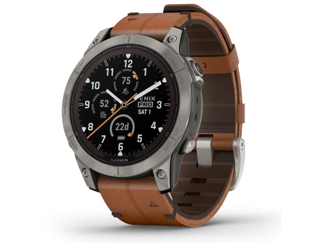 Spordikell Garmin fenix 7 PRO Sapphire Solar - Titanium with Chestnut Leather Band Sapphire - Titanium Brown Leather