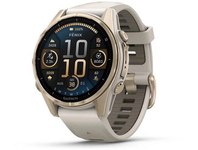 Spordikell fenix 8 43mm AMOLED Sapphire Soft Gold with Fog Gray Band