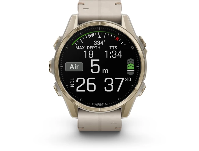 Spordikell Garmin fenix 8 43mm AMOLED Sapphire Soft Gold with Fog Gray Leather Band