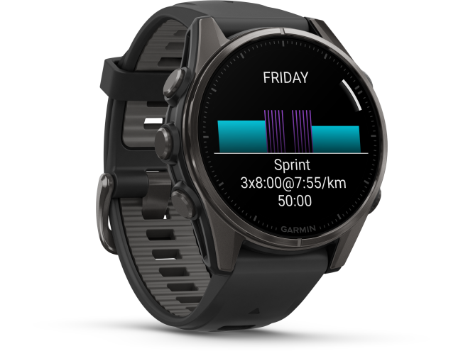 Spordikell Garmin fenix 8 43mm AMOLED,Saph,CrbnGry Ti/Blk,Blk/PebblGryBnd Sapphire Carbon Gray DLC Ti with Black Band