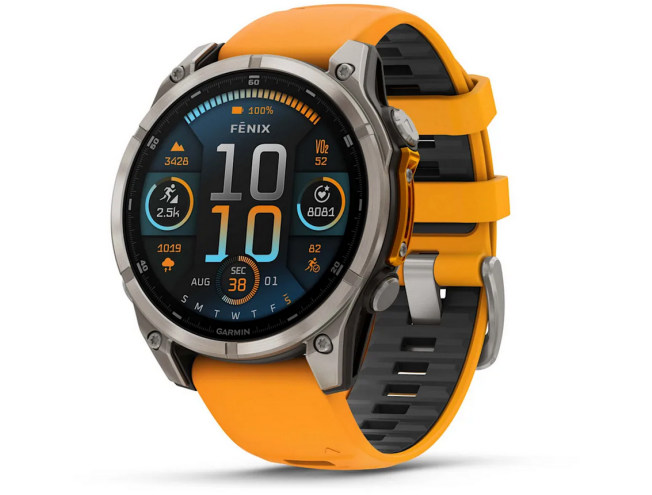 Spordikell Garmin fenix 8 47mm AMOLED Sapphire Titanium Orange with Gray Titanium Band AMOLED Sapphire Titanium Orange with Gray Titanium Band