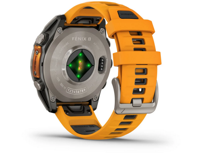 Spordikell Garmin fenix 8 47mm AMOLED Sapphire Titanium Orange with Gray Titanium Band AMOLED Sapphire Titanium Orange with Gray Titanium Band