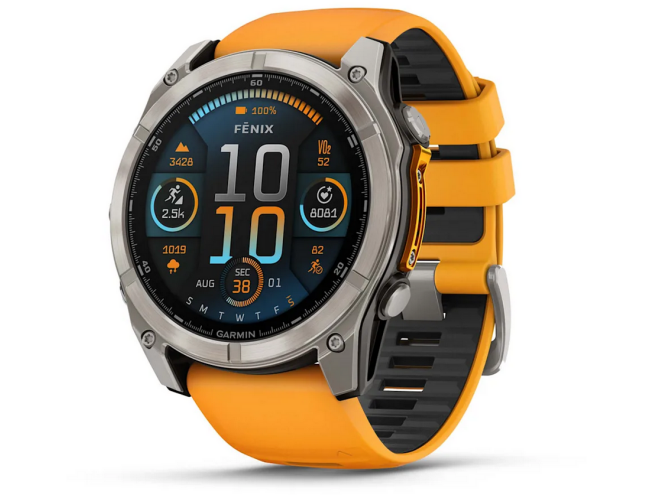 Spordikell Garmin fenix 8 51mm AMOLED Sapphire Titanium Orange with Gray Titanium Band AMOLED Sapphire Titanium Orange with Gray Titanium Band