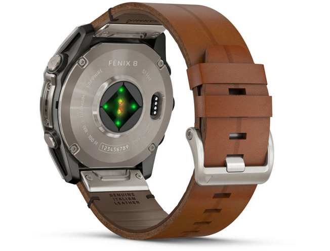 Spordikell Garmin fenix 8 51mm AMOLED Sapphire Titanium with Chestnut Leather Band AMOLED Sapphire Titanium with Chestnut Leather Band