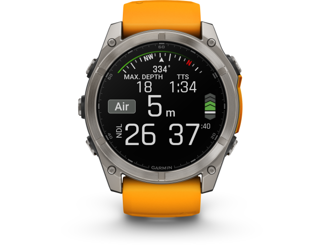 Spordikell fenix 8 51mm AMOLED Sapphire Titanium with Orange Band