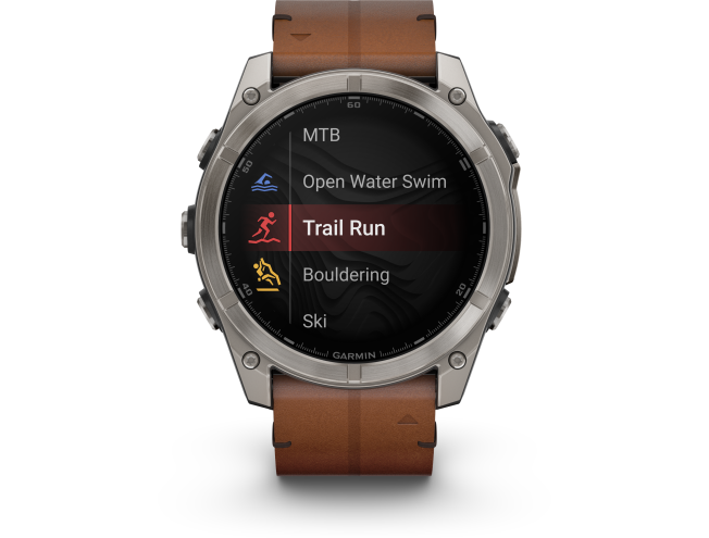 Spordikell Garmin fenix 8 51mm AMOLED Sapphire Titanium with Chestnut Leather Band AMOLED Sapphire Titanium with Chestnut Leather Band