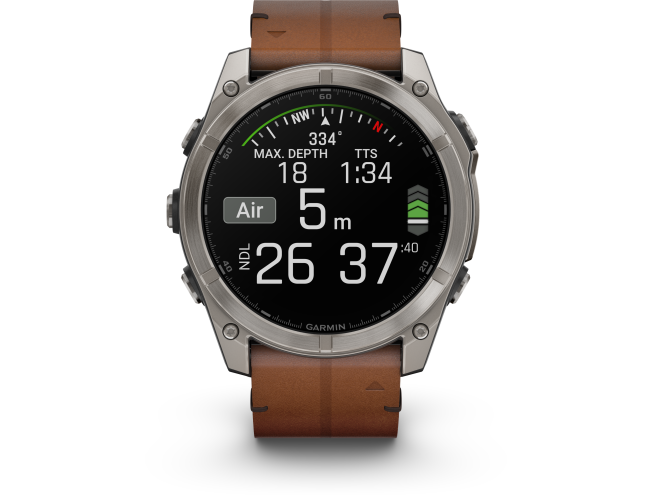 Spordikell Garmin fenix 8 51mm AMOLED Sapphire Titanium with Chestnut Leather Band AMOLED Sapphire Titanium with Chestnut Leather Band