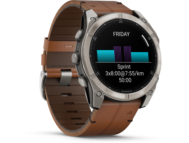 Spordikell Garmin fenix 8 51mm AMOLED Sapphire Titanium with Chestnut Leather Band AMOLED Sapphire Titanium with Chestnut Leather Band