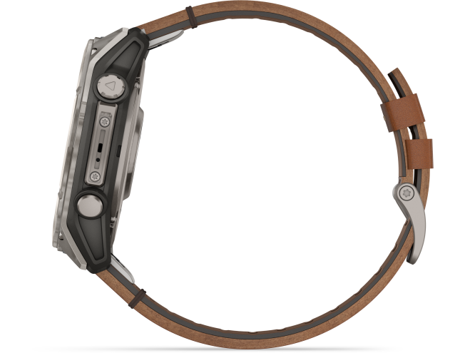 Spordikell Garmin fenix 8 51mm AMOLED Sapphire Titanium with Chestnut Leather Band AMOLED Sapphire Titanium with Chestnut Leather Band