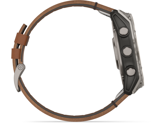 Spordikell Garmin fenix 8 51mm AMOLED Sapphire Titanium with Chestnut Leather Band AMOLED Sapphire Titanium with Chestnut Leather Band