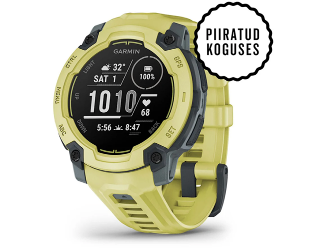 Seikluskell Garmin Instinct E 45mm Ergas laimitoon koos erksat laimitooni rihmaga 45mm Ergas laimitoon