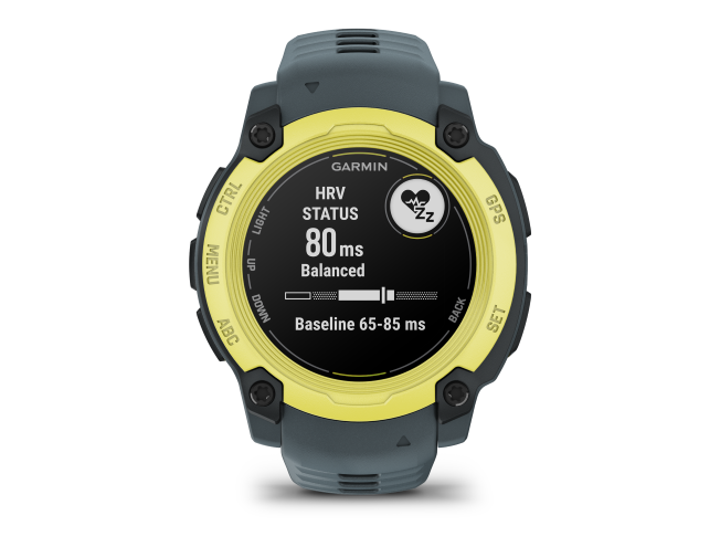 Seikluskell Garmin Instinct E 40mm Ergas laimitoon koos videvikutoonis rihmaga 40mm Ergas laimitoon