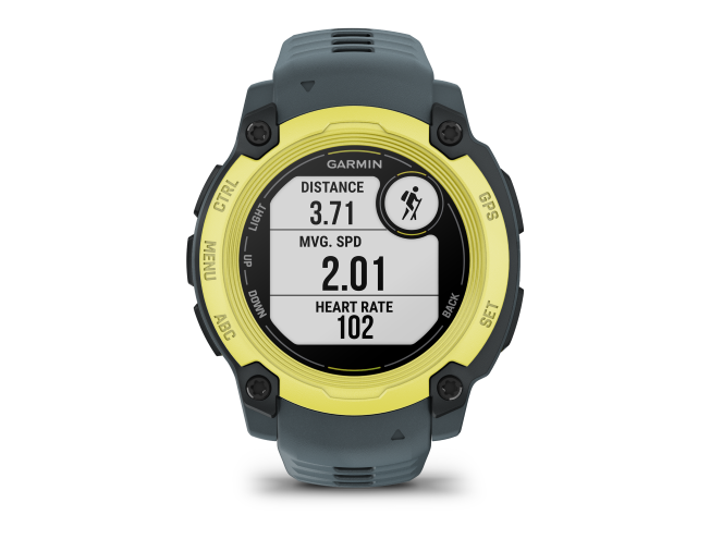 Seikluskell Garmin Instinct E 40mm Ergas laimitoon koos videvikutoonis rihmaga 40mm Ergas laimitoon